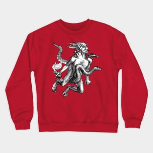 Three Headed Man, Serpent, And Cat Dictionnaire Infernal Cut Out Crewneck Sweatshirt